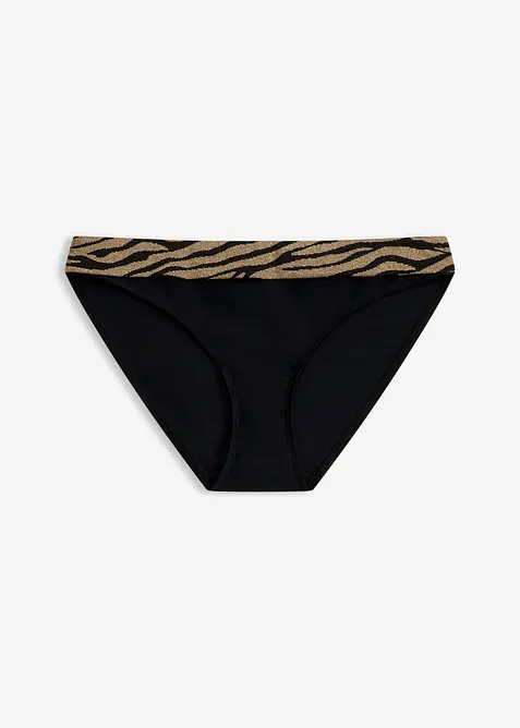 Bikinihose mit glänzendem Material in schwarz von vorne - bonprix