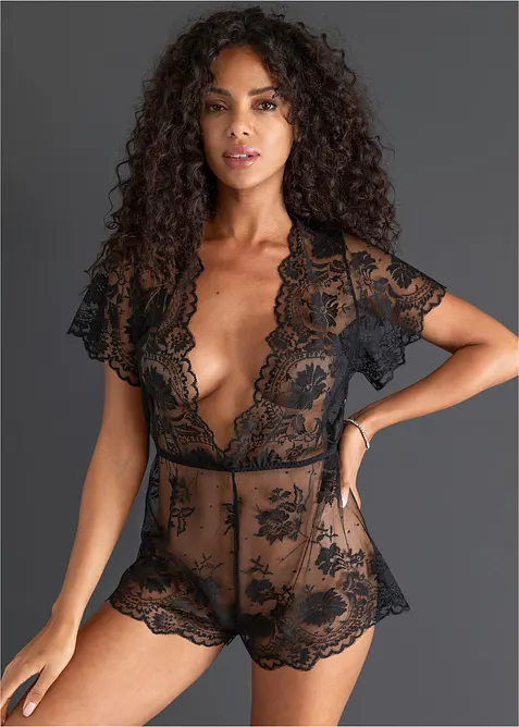 Jumpsuit in schwarz von vorne (Totalaufnahme) - bonprix