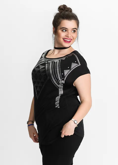 Shirt aus softer Viskose in schwarz von vorne (im Anschnitt) - bonprix