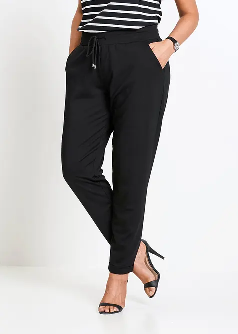 Schlupfhose aus bequemen Punto di Roma in schwarz von vorne - bonprix