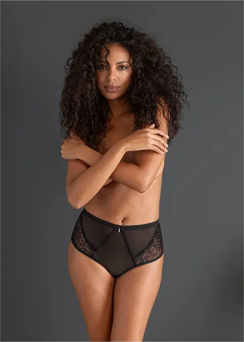 High Waist Slip ouvert in schwarz von vorne - bonprix