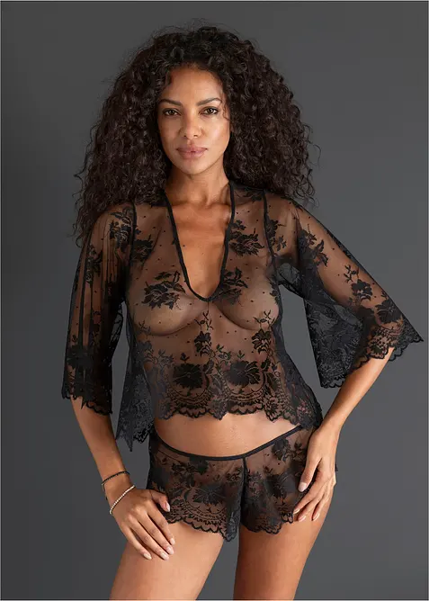 Langarmtop+Panty (2-tlg.Set) in schwarz von vorne (Totalaufnahme) - bonprix