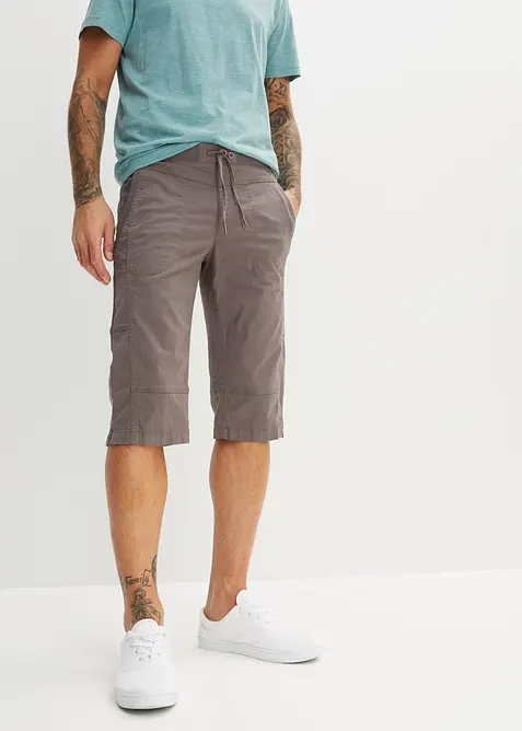Long-Bermuda mit Dehnbund in Regular Fit in grau von vorne - bonprix