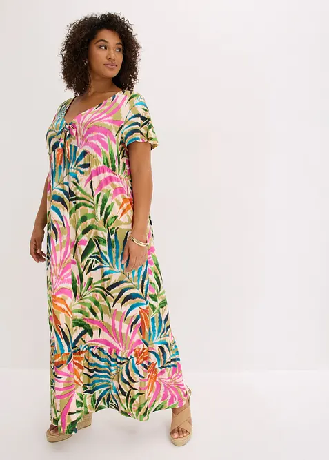 Jerseykleid aus softem Viskose-Mix in weiß von vorne (Totalaufnahme) - bonprix
