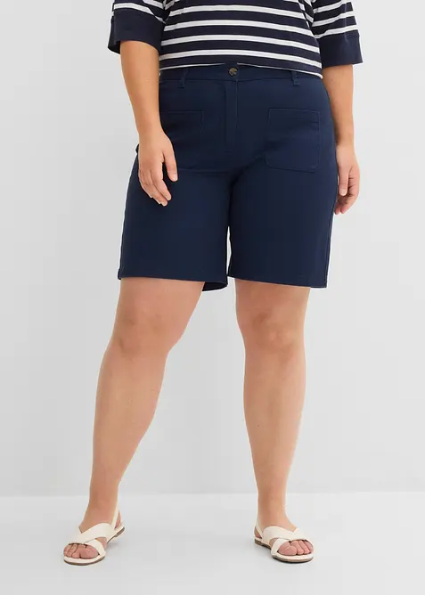 Bermuda aus Baumwoll-Mix in blau von vorne - bonprix