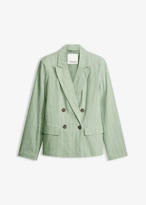 Blazer mit Leinenanteil in grün von vorne - bonprix