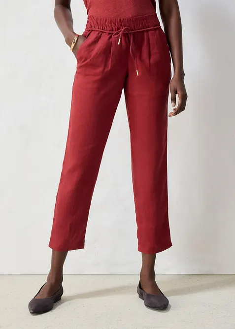 Schlupfhose aus reinem Leinen in rot von vorne - bonprix