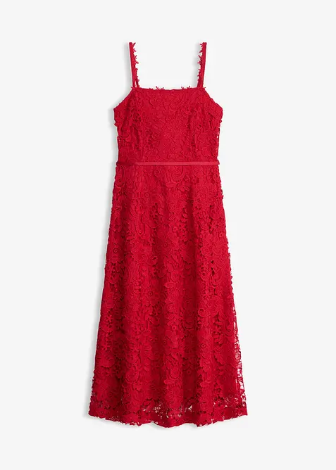 Spitzenkleid mit dekorierten Trägern in rot von vorne - bonprix
