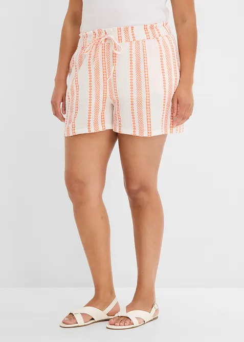 Musselin-Shorts aus reiner Baumwolle in weiß von vorne - bonprix