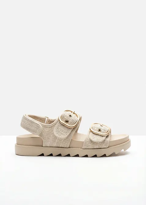 Plateau-Sandalen in Bouclé-Optik in beige - bonprix