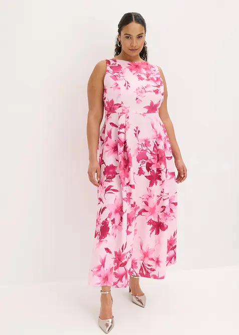 Kleid mit weitem Rock in rosa von vorne (Totalaufnahme) - bonprix