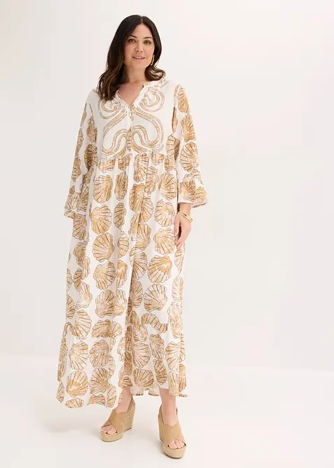 Tunika-Kleid aus fließender Viskose in weiß von vorne (Totalaufnahme) - bonprix