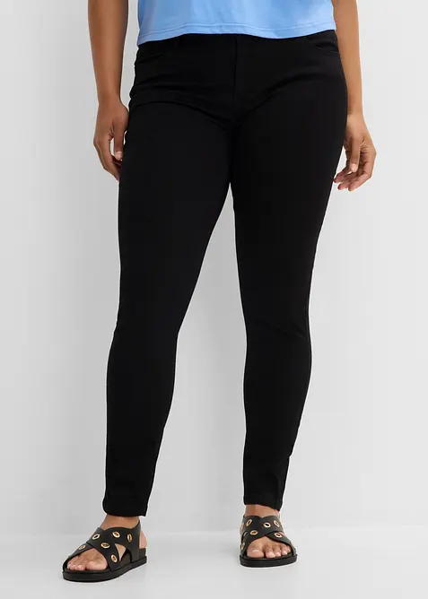 Super-Stretch-Jeans aus leichtem Material in schwarz von vorne - bonprix