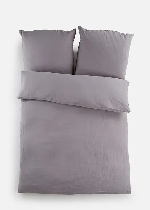 Musselin-Bettwäsche in grau von vorne - bonprix