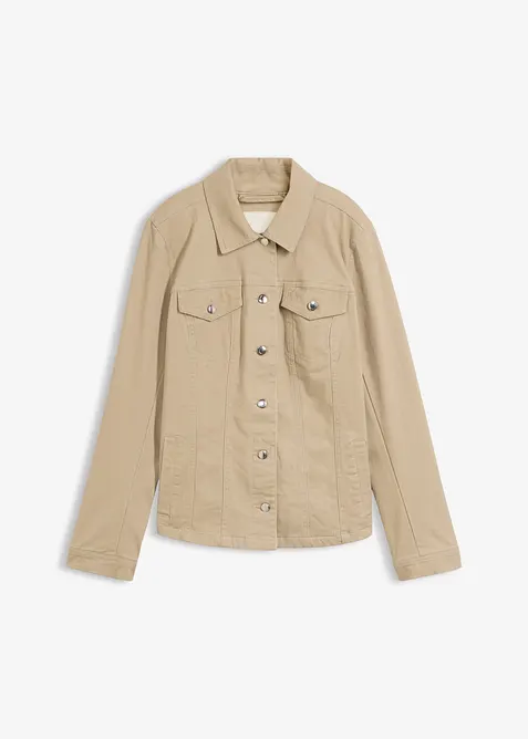 Twill-Jacke in beige von vorne - bonprix