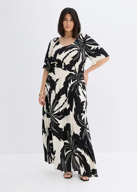 Maxikleid  aus fließender Viskose in weiß von vorne (Totalaufnahme) - bonprix