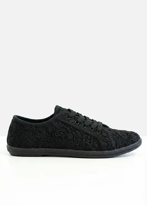 Sneaker mit Spitze in schwarz - bonprix