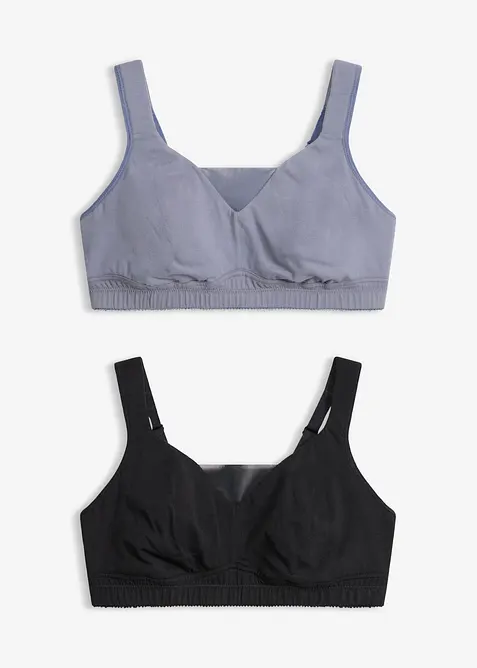 T-Shirt-BH ohne Bügel mit Baumwolle (2er Pack) in blau von vorne - bonprix