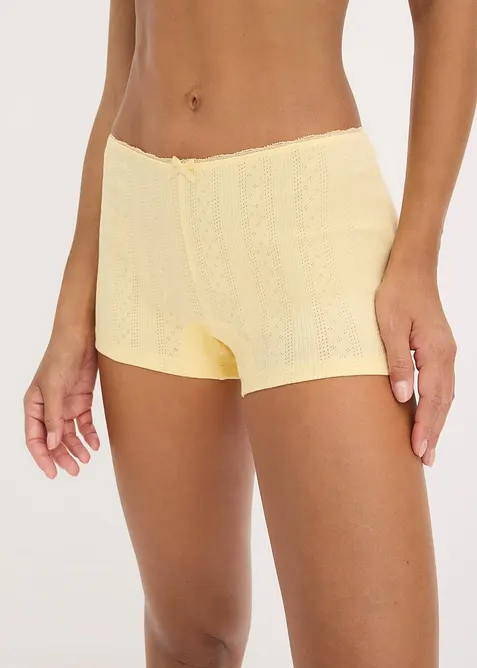 Boxershorts eng mit weicher Baumwolle (4er Pack) in gelb von vorne - bonprix