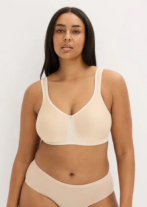 Spacer Schalen-BH ohne Bügel in beige von vorne (im Anschnitt) - bonprix