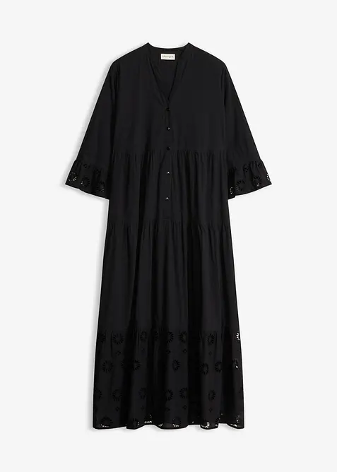 Tunika-Kleid aus reiner Baumwolle in schwarz von vorne - bonprix