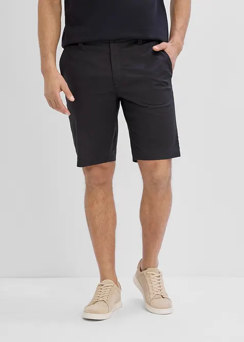 Stretch-Bermuda mit Dehnbund in Regular Fit in schwarz von vorne - bonprix