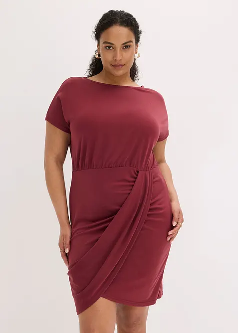 Jerseykleid aus Viskose-Mix in rot von vorne (Totalaufnahme) - bonprix