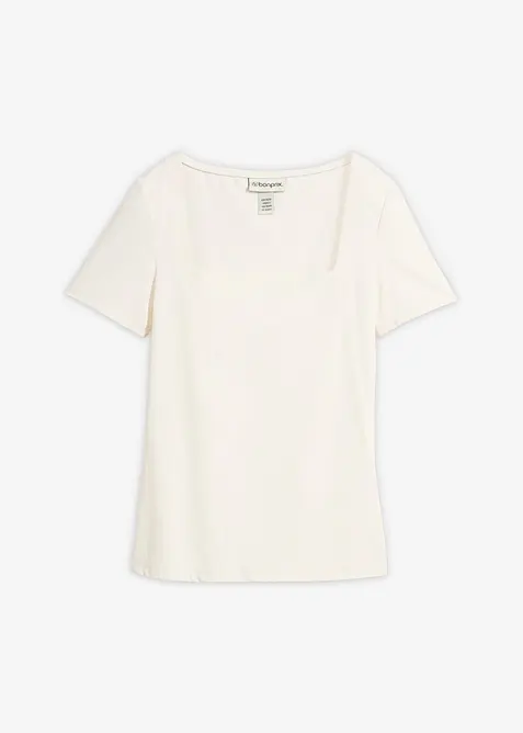 Shirt mit Karree-Ausschnitt in weiß von vorne - bonprix