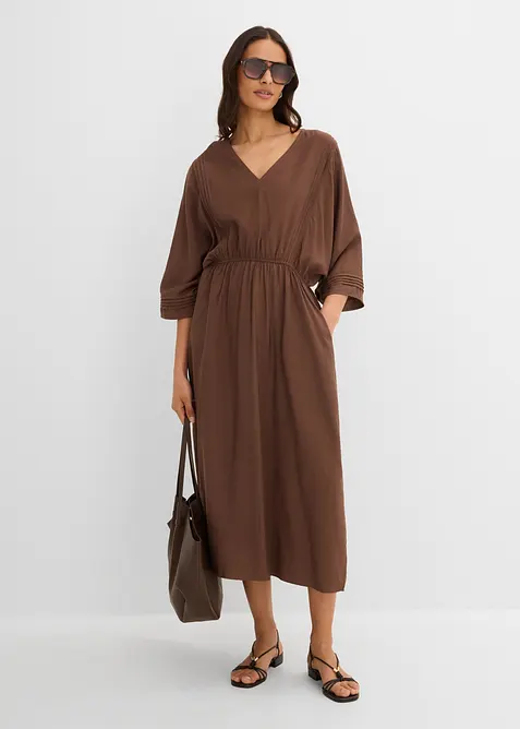 Kaftan-Kleid in braun im Look von vorne (Totalaufnahme) - bonprix