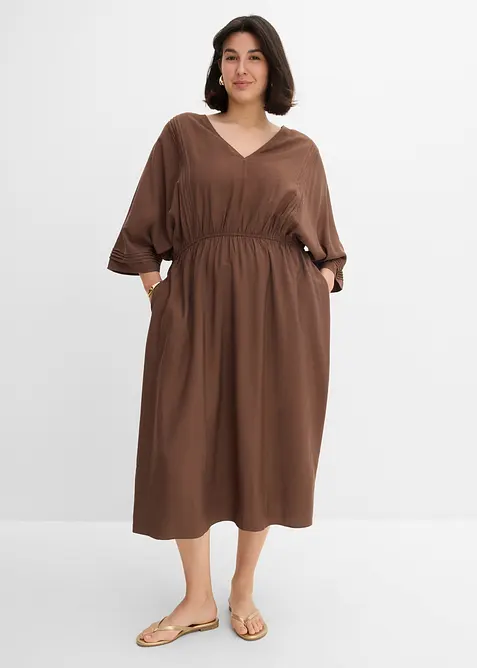 Kaftan-Kleid in braun von vorne (Totalaufnahme) - bonprix