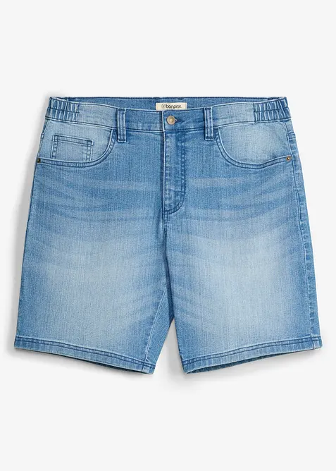 Leichte Jeans-Shorts mit Dehnbund, Relaxed Fit in blau von vorne - bonprix