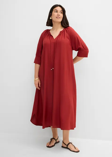 Tunika-Kleid aus fließender Viskose in rot von vorne (Totalaufnahme) - bonprix