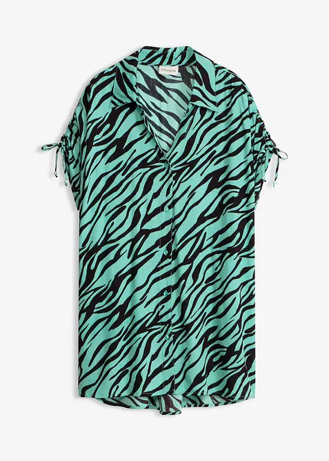 Oversize Strandbluse aus strukturierter Viskose in schwarz von vorne - bonprix