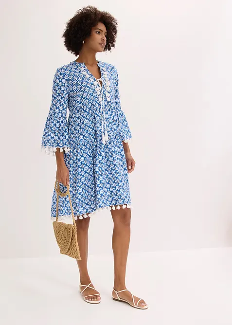 Tunika-Kleid aus softer Viskose in blau im Look von vorne (Totalaufnahme) - bonprix