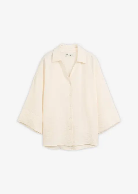 Oversize-Bluse aus Viskose-Mix in weiß von vorne - bonprix