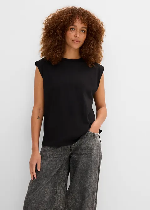 Oversize-Shirt aus reiner Bio-Baumwolle in schwarz von vorne (im Anschnitt) - bonprix