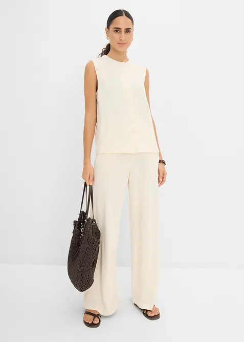 Weste aus sommerlichem Strick in weiß im Look von vorne (Totalaufnahme) - bonprix