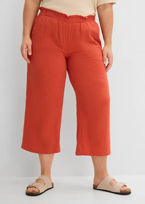 Musselin-Culotte aus reiner Baumwolle in rot von vorne - bonprix