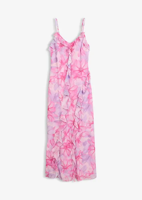 Trägerkleid aus softem Mesh in rosa von vorne - bonprix