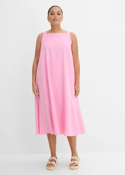 Midikleid mit Bindedetail hinten in rosa von vorne (Totalaufnahme) - bonprix