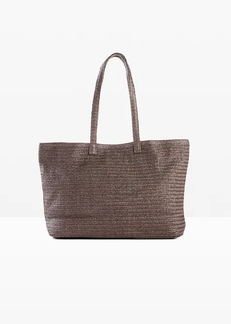 Shopper in Strohoptik in braun von vorne - bonprix