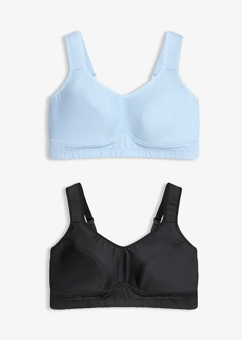 Sport-BH mit mittlerem Halt (2er Pack) in blau von vorne - bonprix