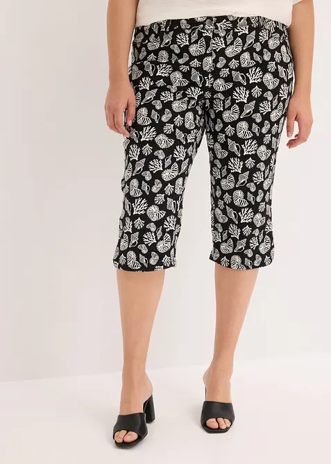 Capri-Hose aus Baumwollstretch in schwarz von vorne - bonprix