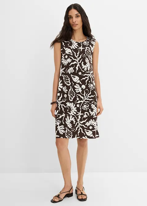 Jerseykleid aus elastischem Viskose-Mix in braun von vorne (Totalaufnahme) - bonprix