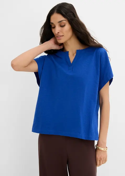 Tunika-Shirt in blau von vorne (im Anschnitt) - bonprix