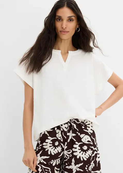 Tunika-Shirt in weiß von vorne (im Anschnitt) - bonprix