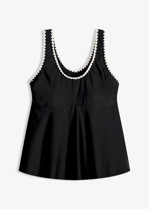 Tankinioberteil mit Häkelkante in schwarz von vorne - bonprix