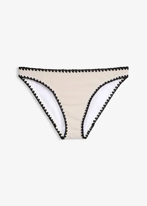 Knappe Bikinihose mit Stickerei in weiß von vorne - bonprix