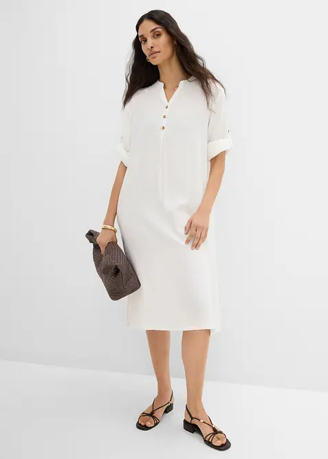 Midikleid aus Viskose-Mix in weiß im Look von vorne (Totalaufnahme) - bonprix