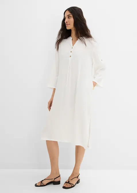 Midikleid aus Viskose-Mix in weiß von vorne (Totalaufnahme) - bonprix